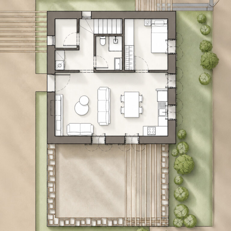Ground-floor plan of ERAWA Type 1 residence